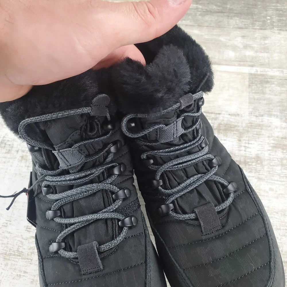 Hey Dude Brandy Ankle Boots Womens 6 Black Faux Fur Lace Up Casual Comfort Shoe